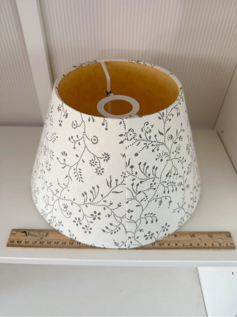 IKEA | Small White Lampshade With Light Gray Dotted Vines Floral Minimalist GUC